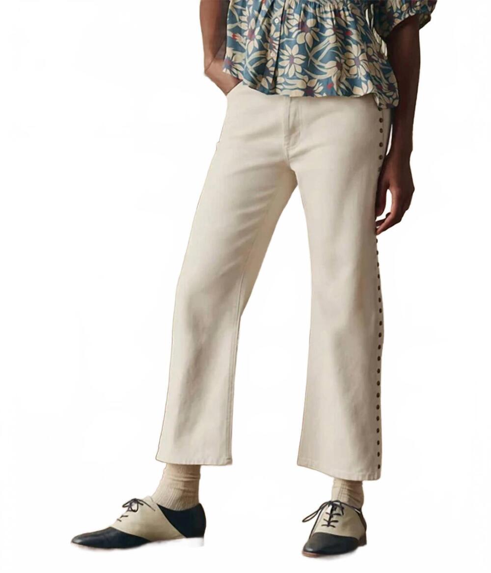 NEW THE GREAT. the studded wayne jeans in cream